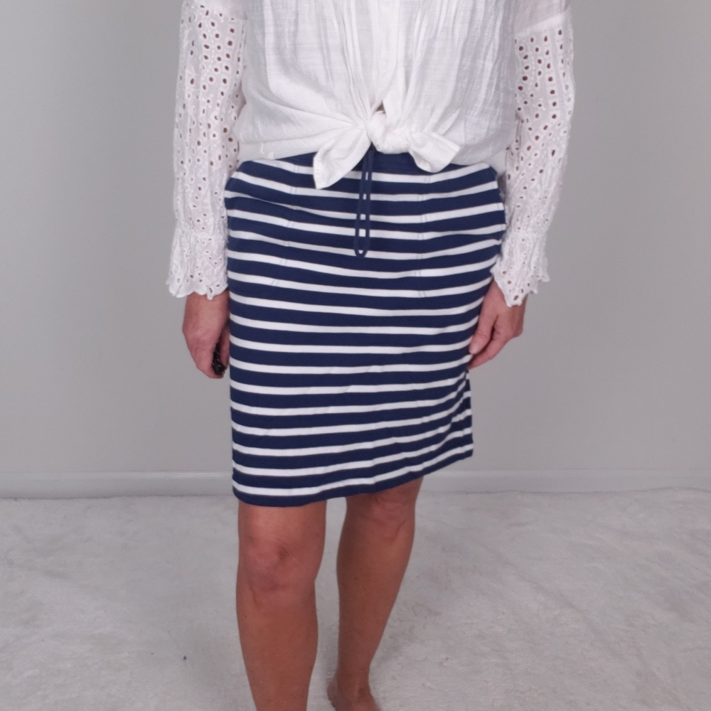 Vineyard Vines Navy Striped Cotton Pencil Skirt